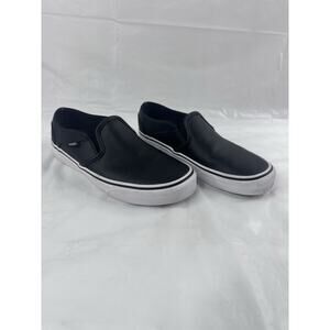 Vans Perforated Leather Slip On Sneakers Black White Women 6.5 Men’s 5